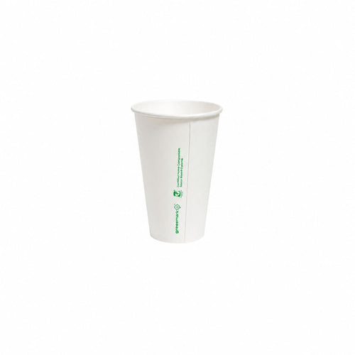 16oz white aqueous coated single wall paper cup with 90mm rim for hot drinks