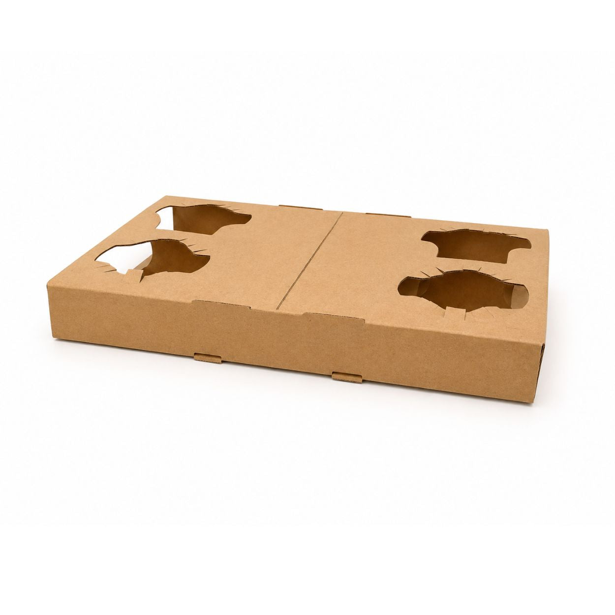 Corrugated kraft 4 cells carry tray for four takeaway cups