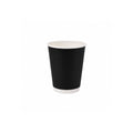 8oz black PE coated double wall coffee cup with 90mm top rim