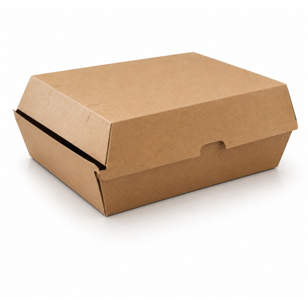 Corrugated kraft dinner box with secure clamshell design for takeaway meals