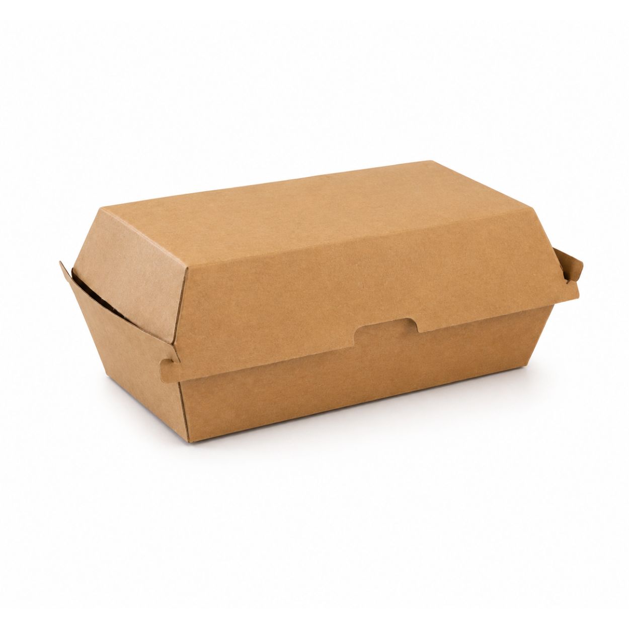 Regular corrugated kraft snack box with secure clamshell design for takeaway food